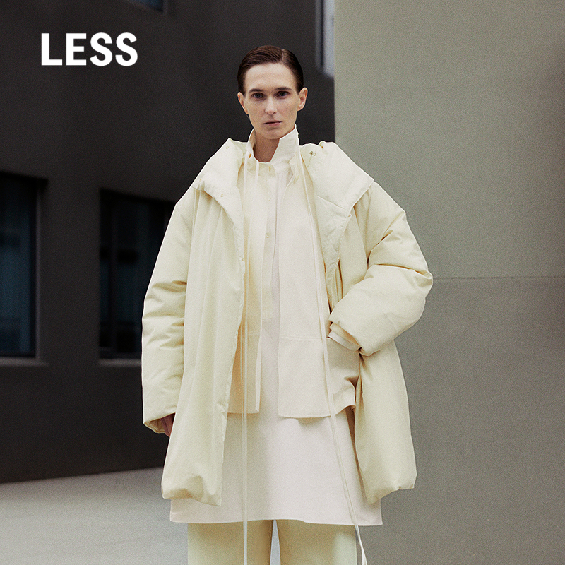 LESS连帽羽绒服女高级感小众A版廓形宽松加厚中长款外套2O0C12740