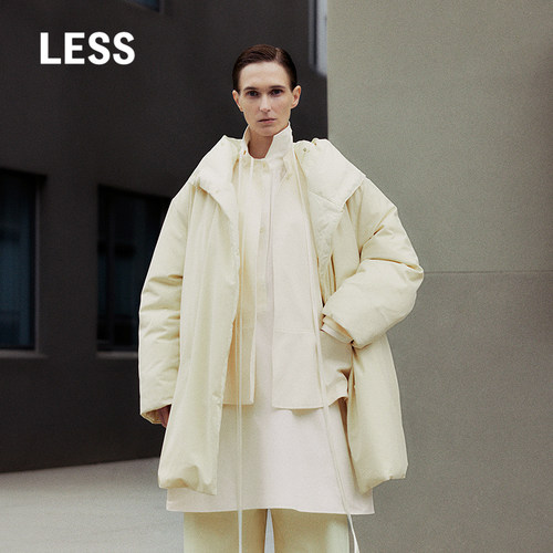 LESS连帽羽绒服女高级感小众A版廓形宽松加厚中长款外套2O0C12740