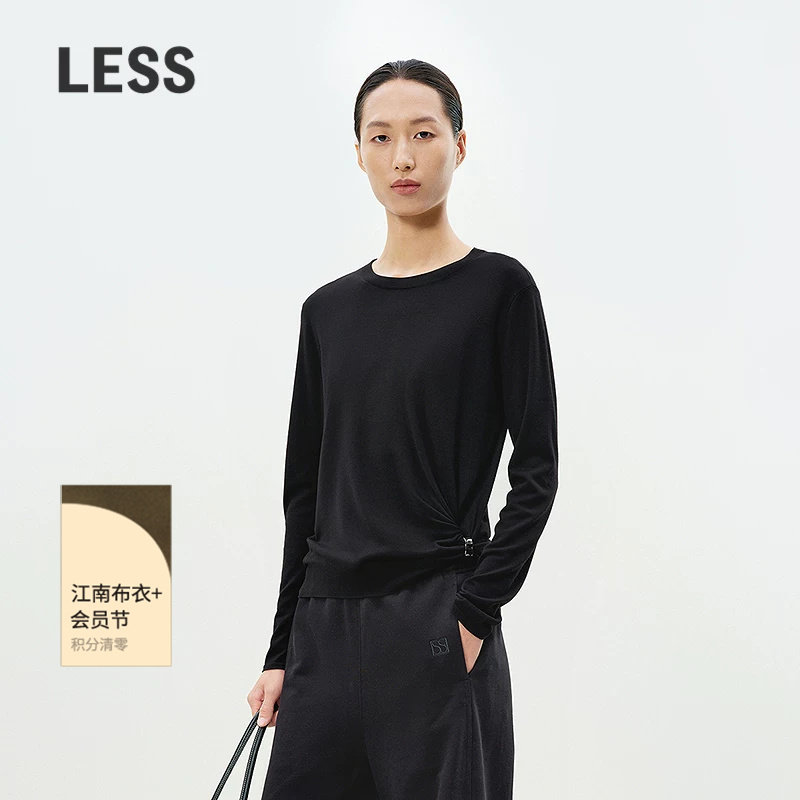 【精工系列】LESS春简约休闲绵羊毛修身套头针织衫女2P2313