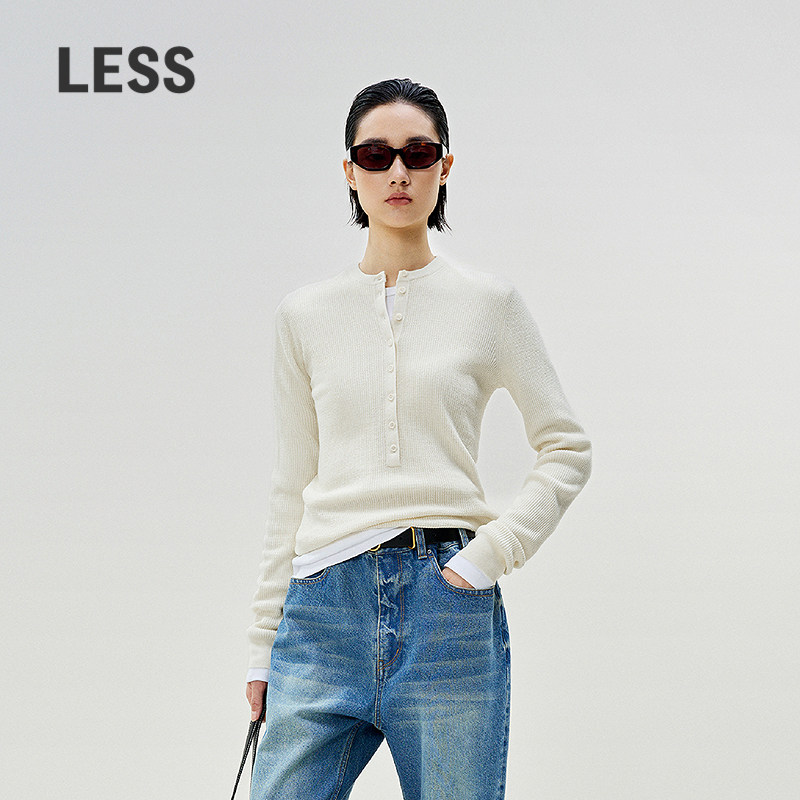 LESS绵羊毛华夫格肌理感针织衫