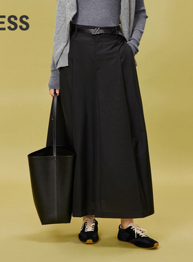 LESS春简约高腰A字长款立体廓形气质通勤风百褶半身裙2O1D12120