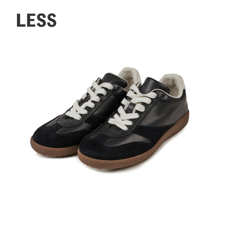 LESS通勤系带女式运动板鞋休闲方头百搭平底复古德训鞋3O8M14120