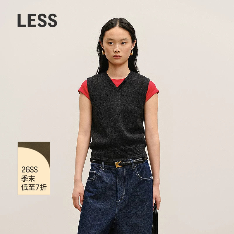 【商场同款】LESS2026春新款V领无袖套头针织衫含山羊绒2Q