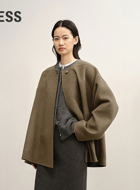 【商场同款】LESS2025冬新款复古廓形A版含羊绒大衣外套2PA817850