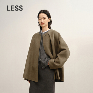 复古廓形A版 LESS2025冬新款 含羊绒大衣外套2PA817850 商场同款
