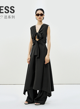 【迅系列】LESS正背两穿无袖连衣裙通勤全棉设计感长裙2P5G13880
