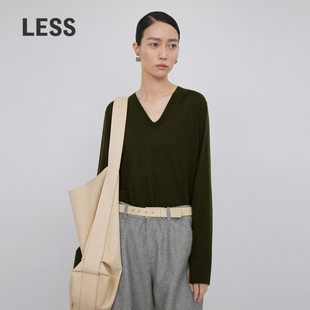 女休闲简约V领套头毛衫 春秋山羊绒针织衫 2N9310550 0压系列