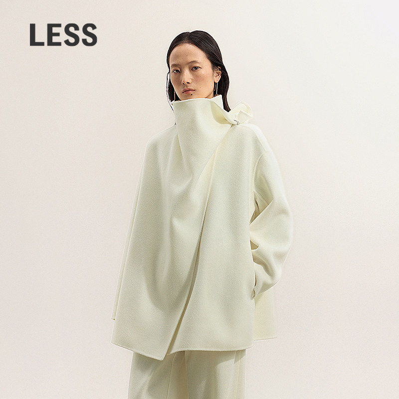 【商场同款】LESS2025冬新款气质立领斜门襟毛呢大衣女2PA