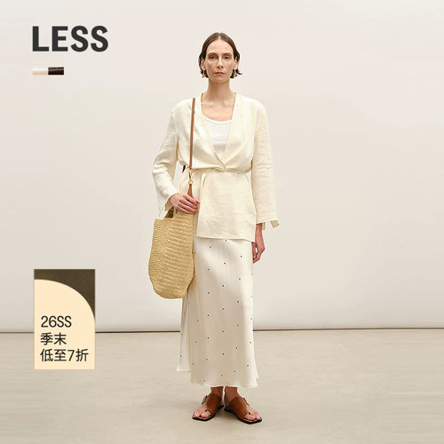 LESS桑蚕丝波点A字半身裙