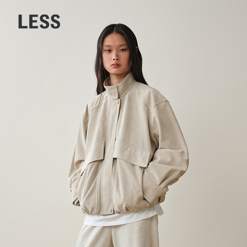 【商场同款】LESS2026冬新立领皮衣休闲绒面皮夹克外套2Q0A12950 领立实拍商品图