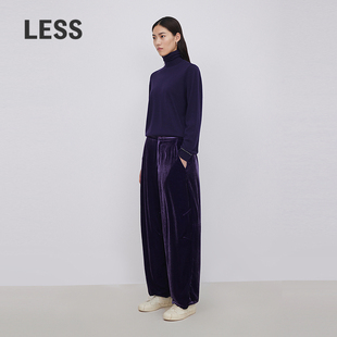 LESS复古丝绒质地休闲宽松百搭简约通勤风直筒休闲裤 女2O1E13930