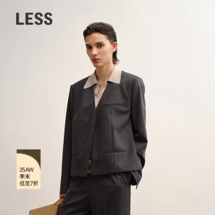 羊毛气质无领西装 LESS2025年秋新款 外套女2P8714800 商场同款