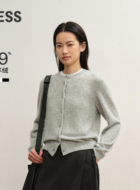 【商场同款/0压系列】LESS2025冬新圆领丝羊绒针织开衫2P0315410