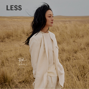 LESS无领桑蚕丝木纹高级感垂感薄西装 外套女2O8713360 0压系列