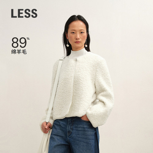 LESS短款时尚无领毛呢夹克
