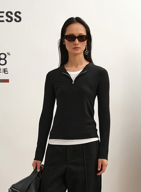【商场同款/0压系列】LESS2025冬新款半拉链修身针织衫2P0315110