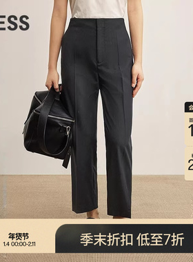 【商场同款】LESS2025年秋新款通勤绵羊毛直筒九分裤女2P9E14380
