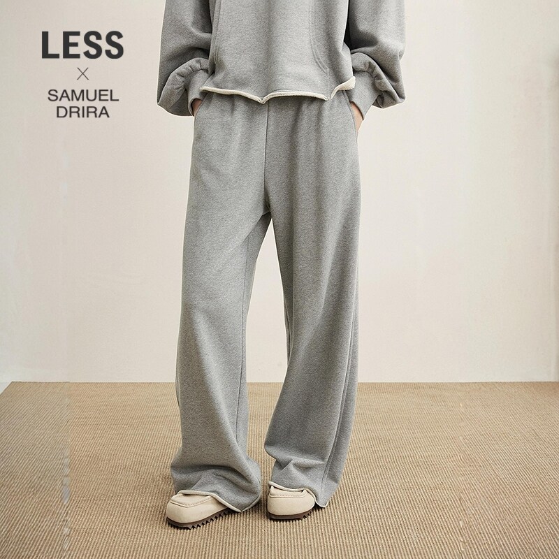 LESS全棉灰色直筒休闲卫裤图片