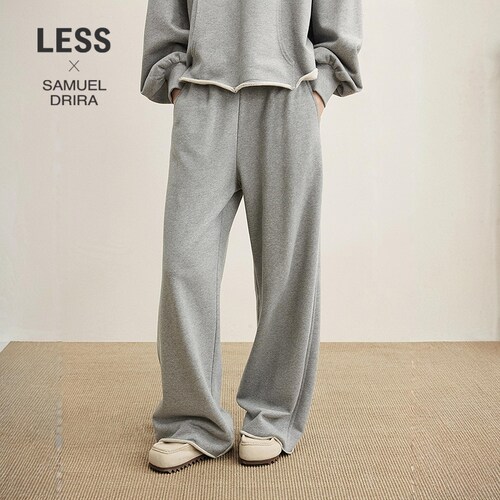 LESS全棉灰色直筒休闲卫裤