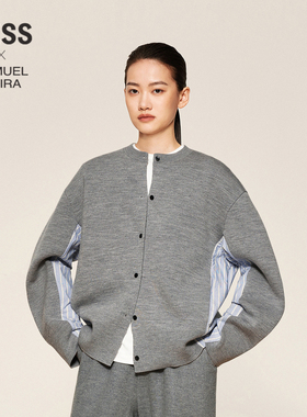 【SAMUEL系列】LESS淡人穿搭拼接针织开衫女春秋上衣2O0312980