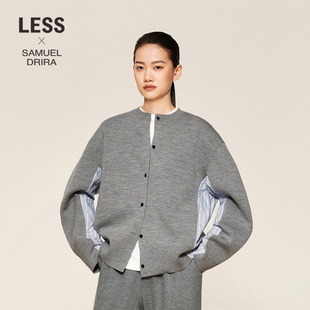 女春秋上衣2O0312980 LESS淡人穿搭拼接针织开衫 SAMUEL系列