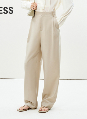 LESS春通勤压褶时尚香蕉裤舒适绵羊毛锥形休闲长裤女2P2E12960