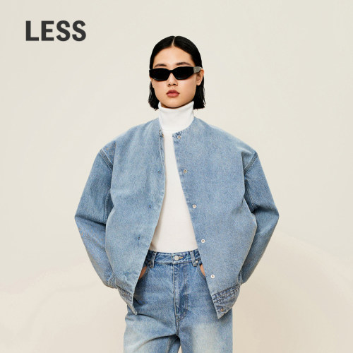 LESS冬季复古摩登牛仔羽绒服女