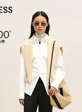 【商场同款】LESS2026春新款通勤设计感系带匹马棉衬衫2Q1216370