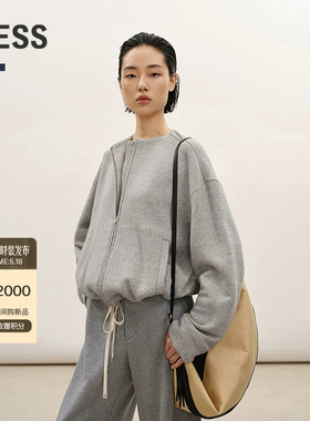 【商场同款】LESS2026春新款宽松休闲加厚开衫卫衣外套2Q2413820