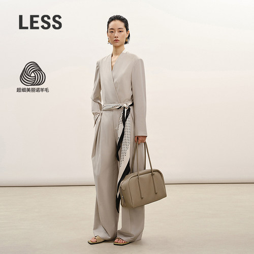 LESS美丽诺羊毛纯色阔腿裤