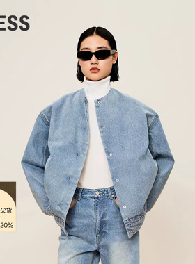 LESS冬季复古牛仔羽绒服女时尚做旧摩登外套女一衣两穿2O0C23140