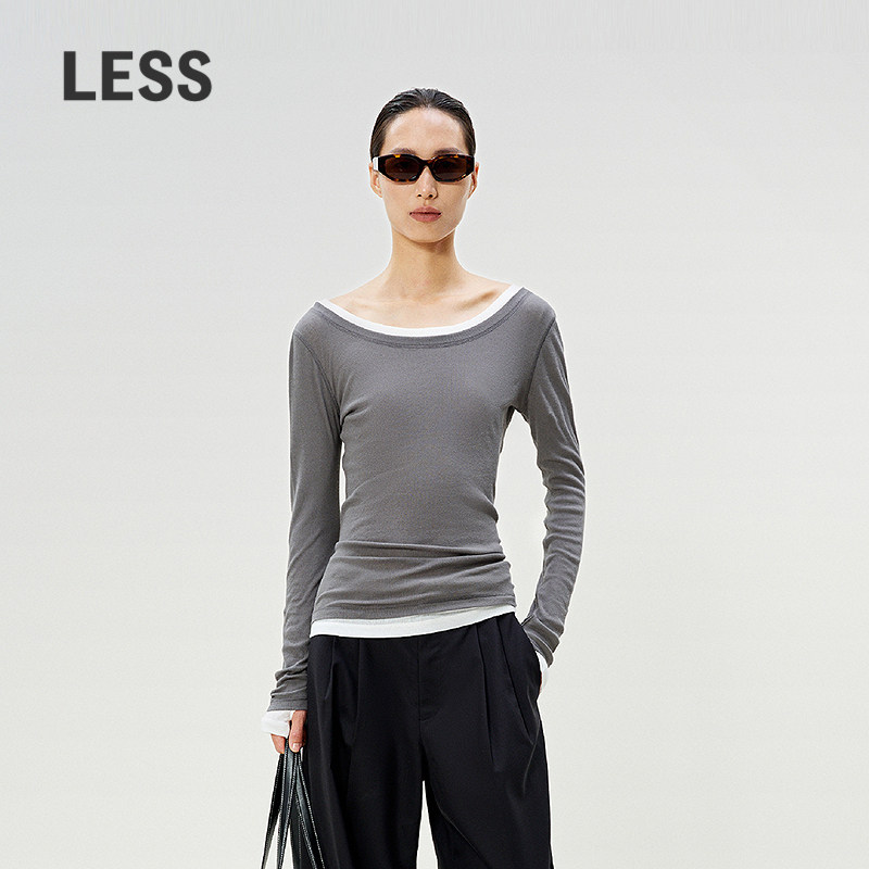 【0压系列】LESS春棉质修身上衣薄款打底长袖T恤女2P2112