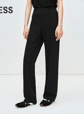 LESS春秋无腰头直筒裤女时尚休闲宽松直筒西装长裤女2O8E11590