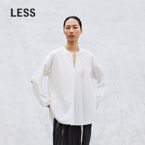 LESS宽松新中式系带全棉衬衫女