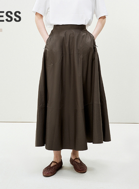 【精工系列】LESS春夏全棉半身裙高腰宽松长款气质伞裙2P5D11980