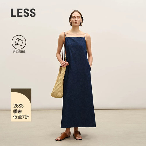 LESS进口全棉牛仔吊带连衣裙