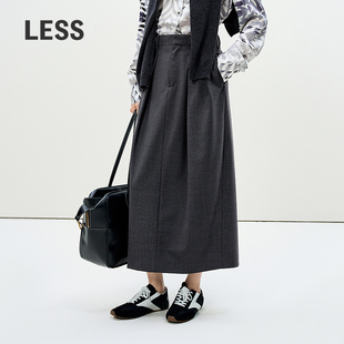 A字中长款 裙优雅时尚 高腰半身裙女2P1D14200 简约口袋西装 LESS春季