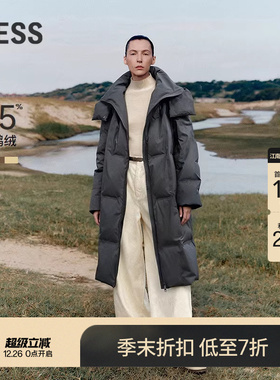 【商场同款/白鹅绒】LESS2025冬新款休闲连帽长款羽绒服2PAC17760