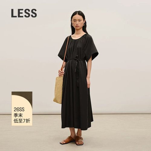 LESS收腰系带短袖连衣裙