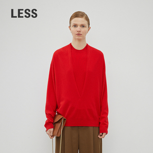 套装 复古红色简约宽松羊绒衫 冬季 女2NBH21750 LESSxSamuel