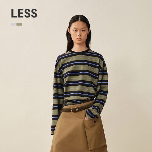 LESS全棉条纹长袖T恤女