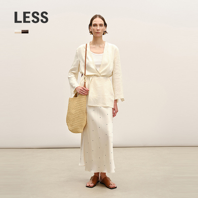 LESS桑蚕丝波点A字半身裙