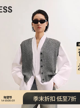 【商场同款】LESS2025年秋新款休闲无袖V领针织衫马甲女2P731851H