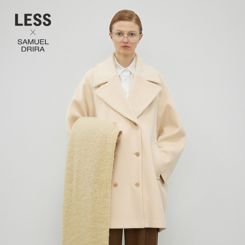 【LESSxSamuel】冬季绵羊毛大衣女休闲宽松双面毛呢外套2