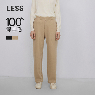 LESS简约直筒通勤绵羊毛毛呢宽松休闲裤 女2NAE12240