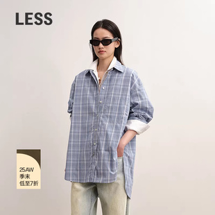 【商场同款】LESS2025年秋新格子复古慵懒风长袖衬衫女2P9215100