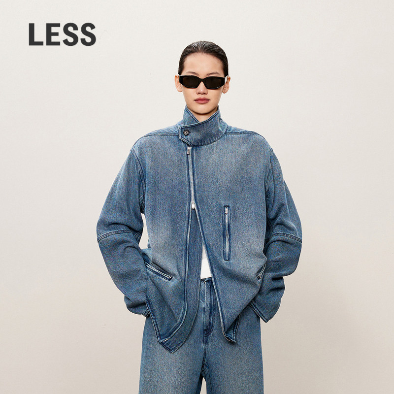 LESS工装风牛仔夹克复古做旧全棉