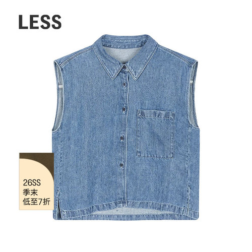 LESS休闲无袖牛仔衬衫
