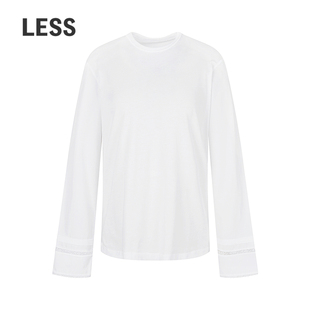 宽松休闲长袖 口时尚 T恤女2P1112130 加宽袖 LESS春圆领全棉打底衫