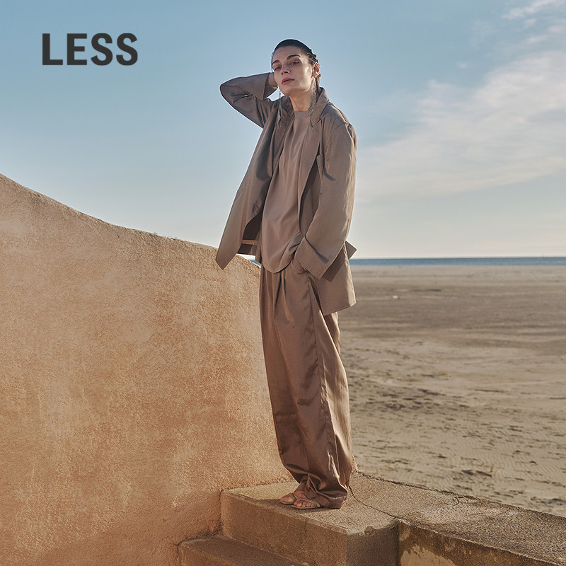 LESS休闲通勤垂感西装直筒裤图片